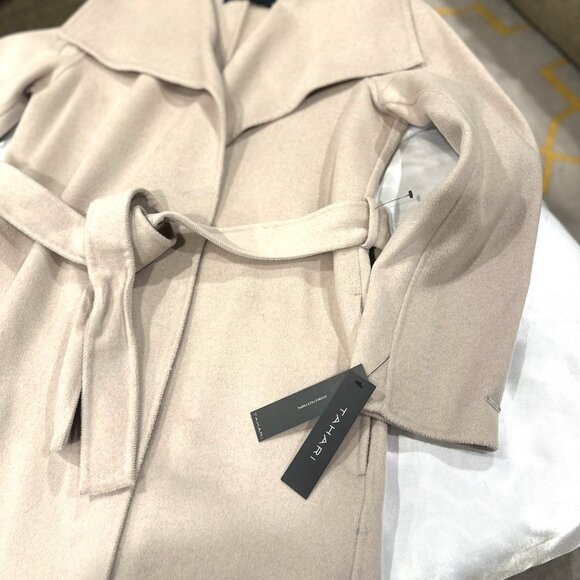 New Tahari Camel Shawl Collar Belted Wrap Coat, Size L (NWT) - Picture 10 of 15